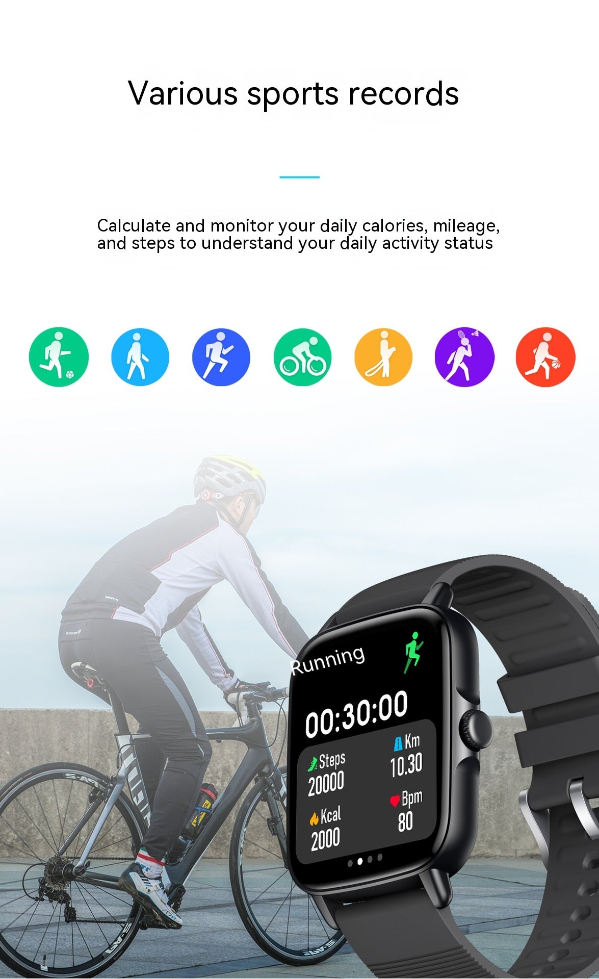 New KT58 Smart Watch 169 Bluetooth Heart Rate Blood Pressure Oximeter Step Smart Sport Bracelet