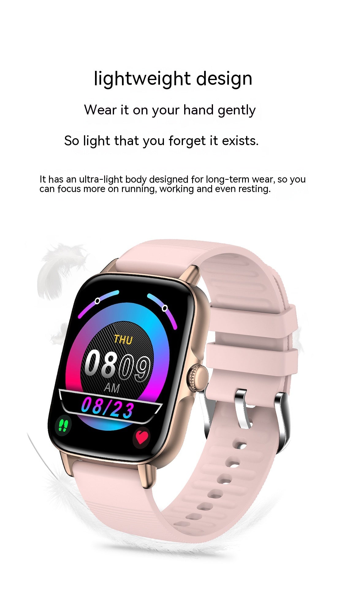 New KT58 Smart Watch 169 Bluetooth Heart Rate Blood Pressure Oximeter Step Smart Sport Bracelet