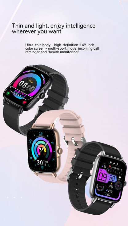 New KT58 Smart Watch 169 Bluetooth Heart Rate Blood Pressure Oximeter Step Smart Sport Bracelet
