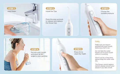 Irrigador Bucal con Carga USB y Resistente al Agua