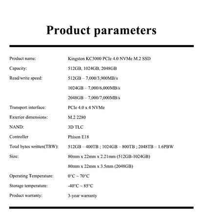 Kingston KC3000 NV2 1T 2T Solid State Drive 500G M.2 NVMe Laptop Hard Drive