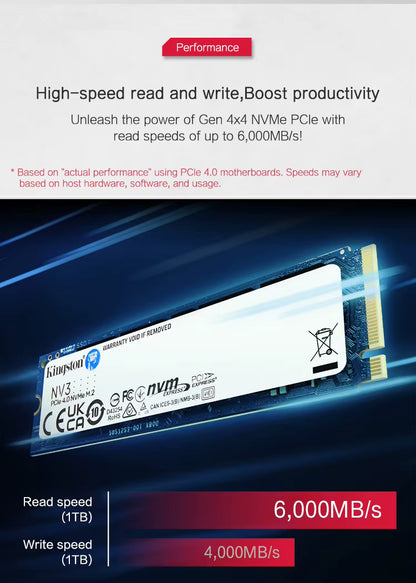 Kingston KC3000 NV2 1T 2T Solid State Drive 500G M.2 NVMe Laptop Hard Drive