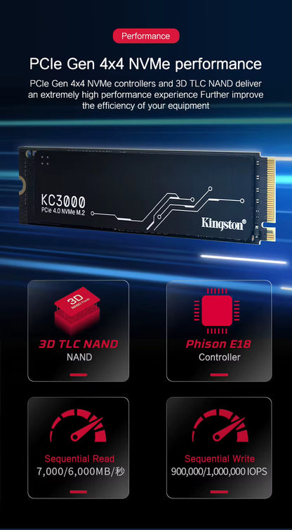 Kingston KC3000 NV2 1T 2T Solid State Drive 500G M.2 NVMe Laptop Hard Drive